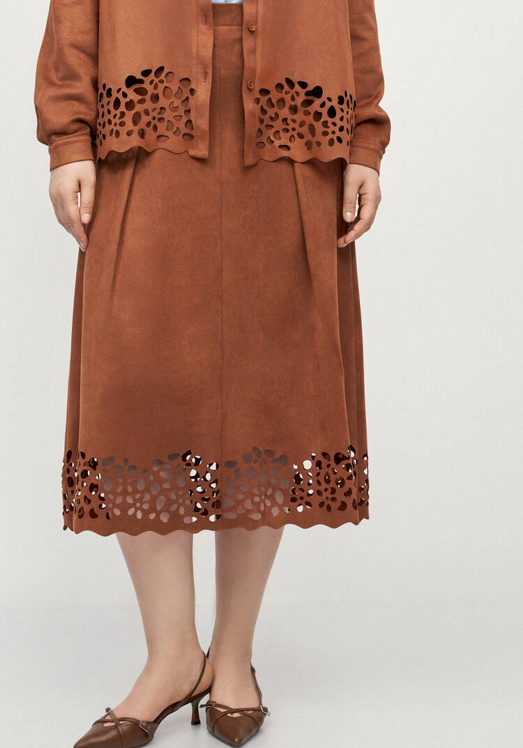 Юбка замшевая с ажурным узором Агата шир.  750, рис. 2