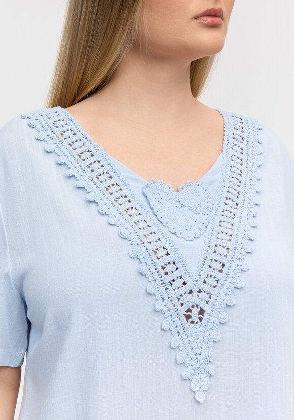 Блуза с кружевной отделкой свободного кроя шир.  580, рис. 11