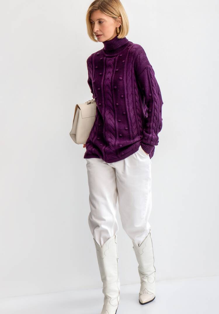 Джемпер с высокой горловиной и косами шир.  750, рис. 38