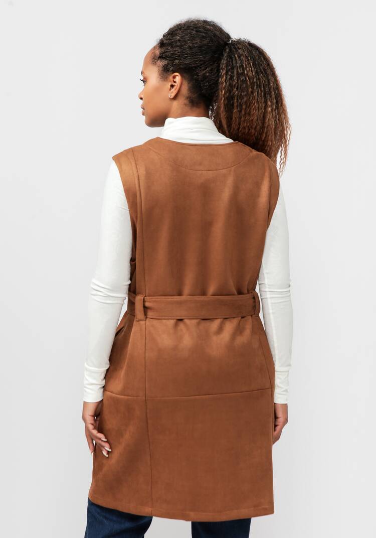 Жилет из экозамши с воротником апаш шир.  750, рис. 8