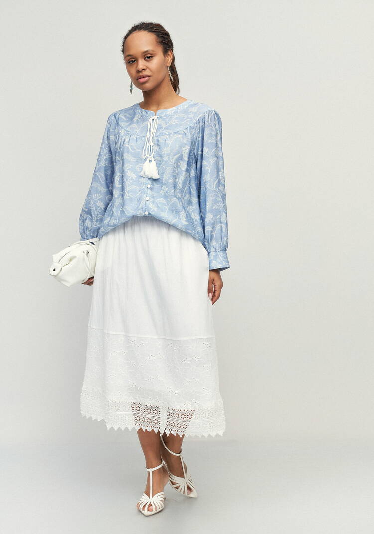 Блуза с цветочным принтом Эмилия шир.  750, рис. 2