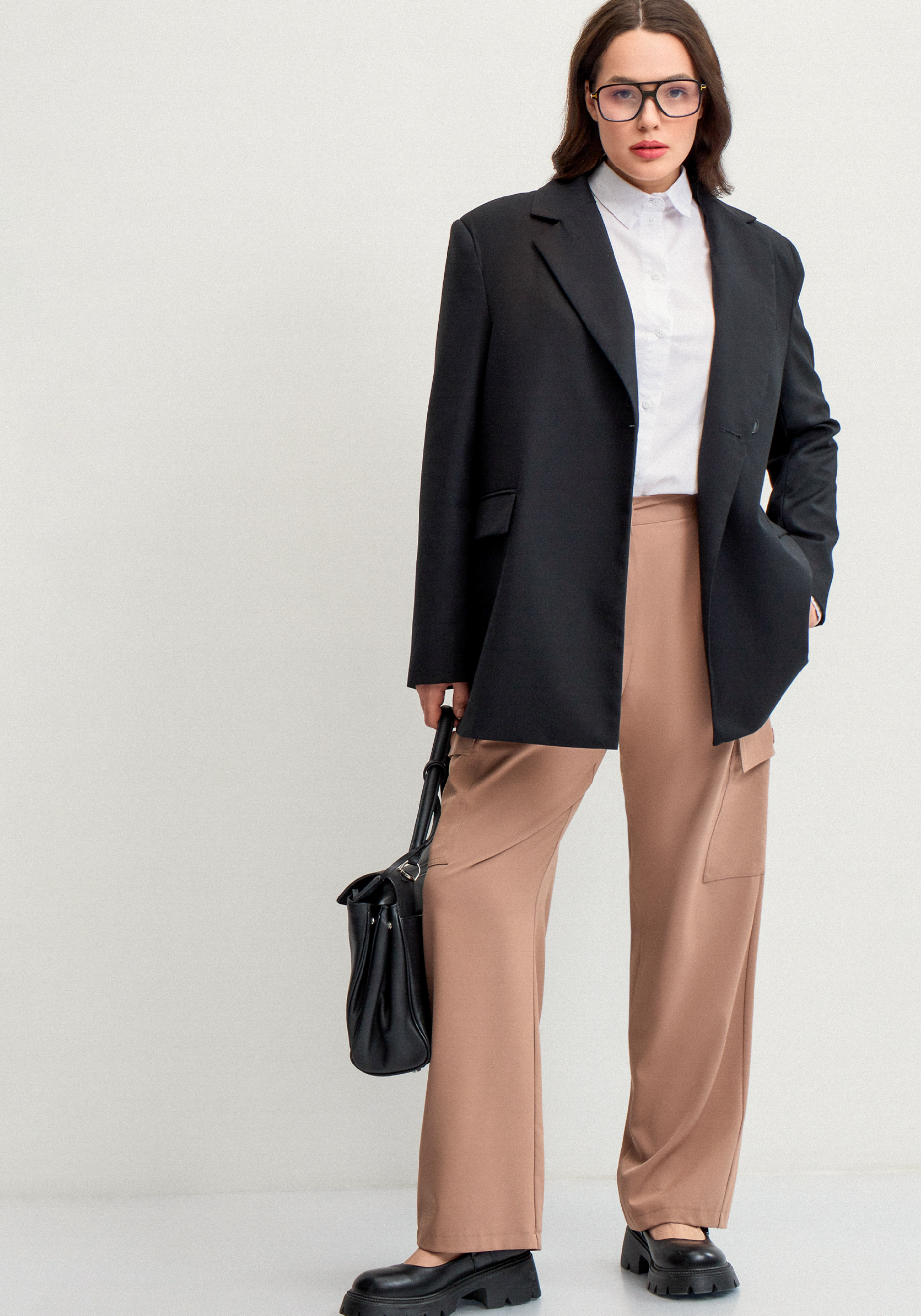 

Брюки с боковыми карманами свободного кроя, Бежевый