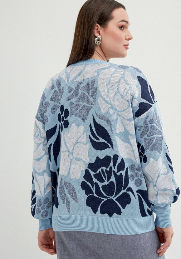 Джемпер прямого силуэта и цветочным принтом шир.  580, рис. 17