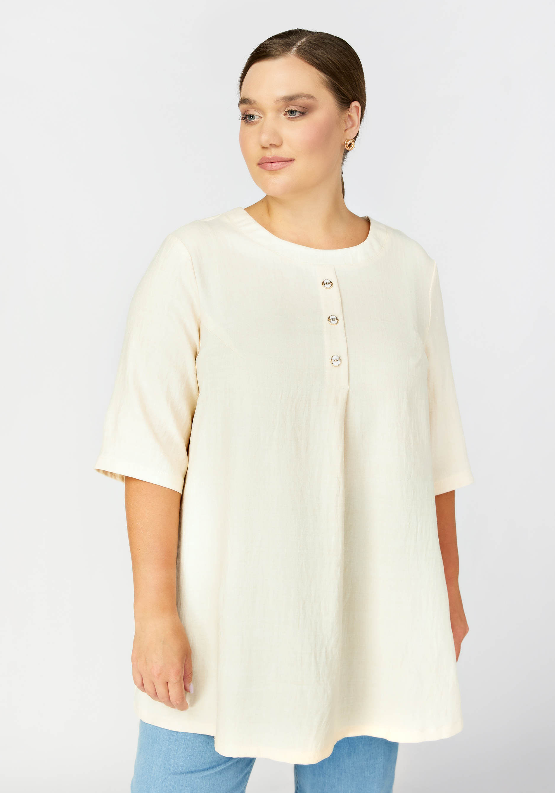 Блуза с планкой на пуговицах жен блуза арт 16 0316 белый р 46