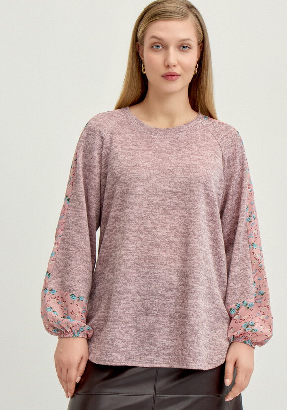 Джемпер с цветочными вставками по рукавам шир.  580, рис. 11