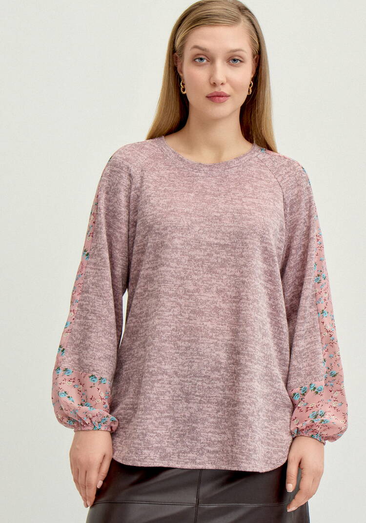 Джемпер с цветочными вставками по рукавам шир.  750, рис. 11