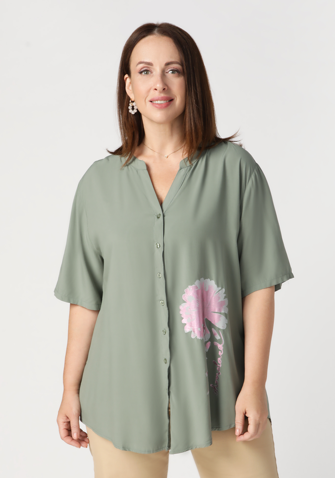 Блуза женская «Агата», размер 52, цвет хаки - фото 6