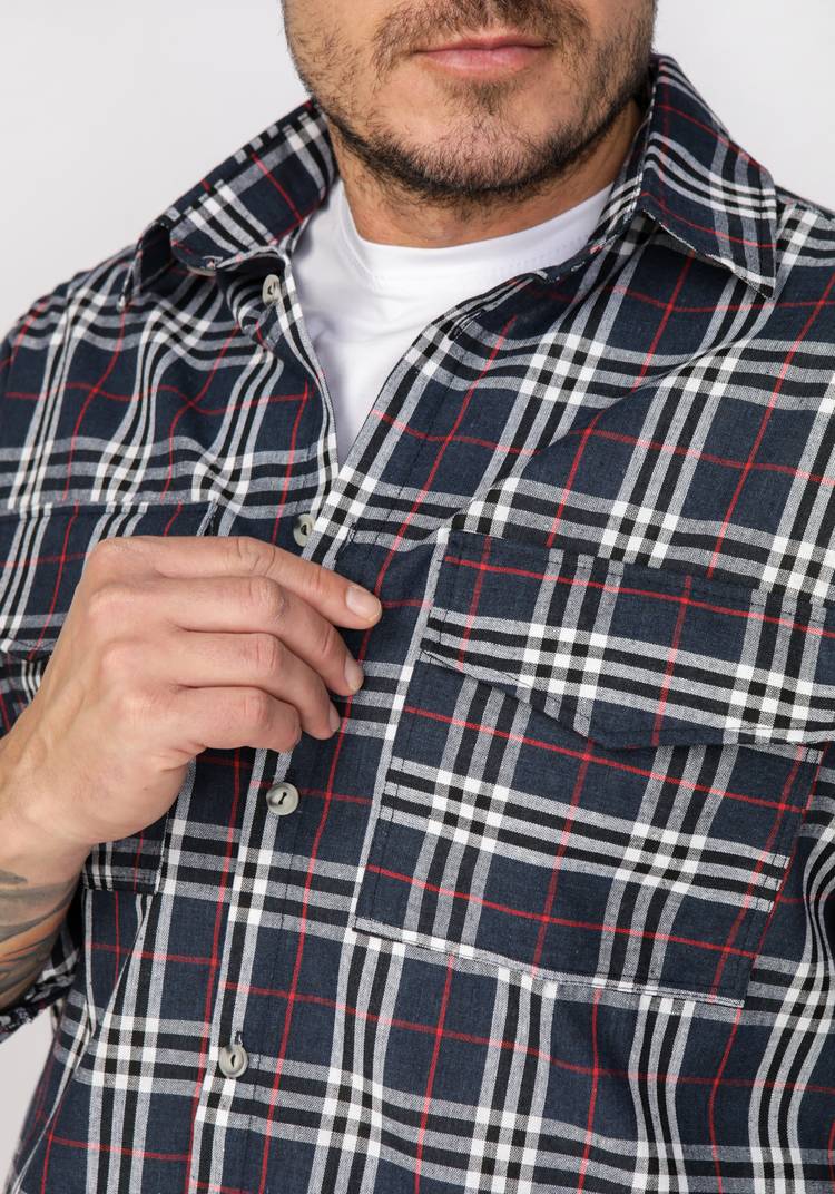 Рубашка мужская в мелкую клетку шир.  750, рис. 9