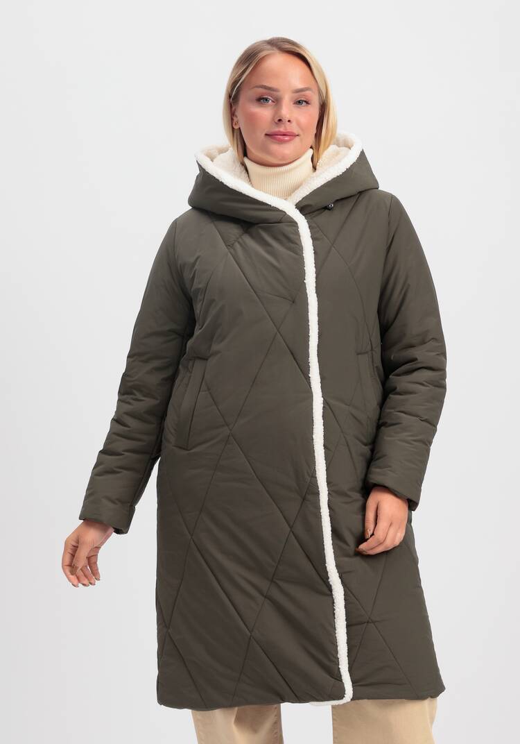 Пальто с меховой опушкой и капюшоном шир.  750, рис. 18