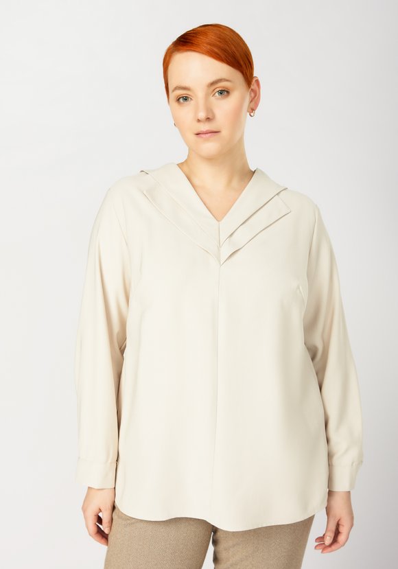 Блуза с оригинальной отделкой по горловине шир.  580, рис. 13