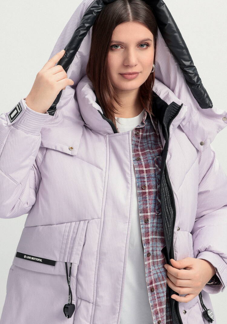 Пуховик с капюшоном и объемными карманами шир.  750, рис. 20