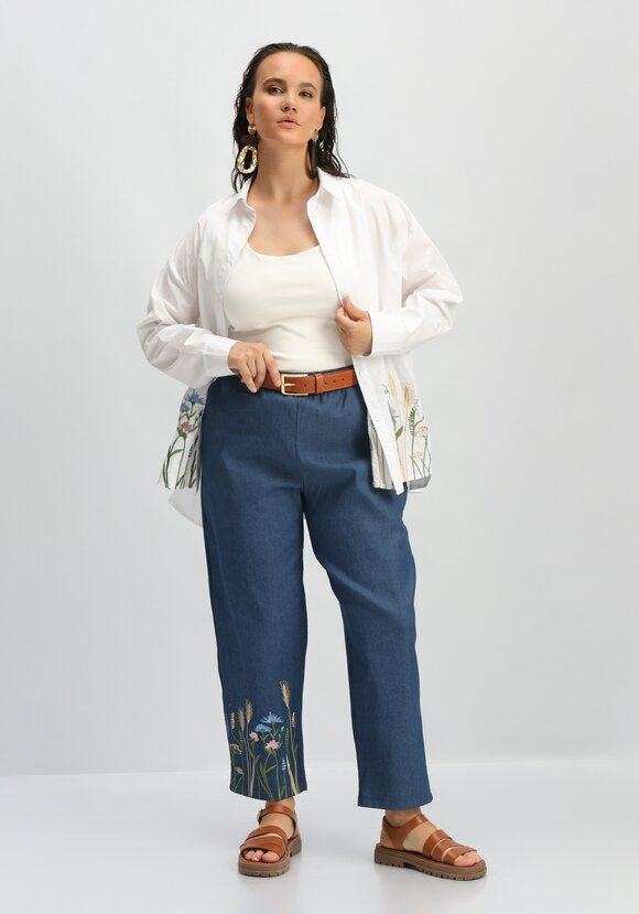 Брюки с вышивкой по низу шир.  580, рис. 17