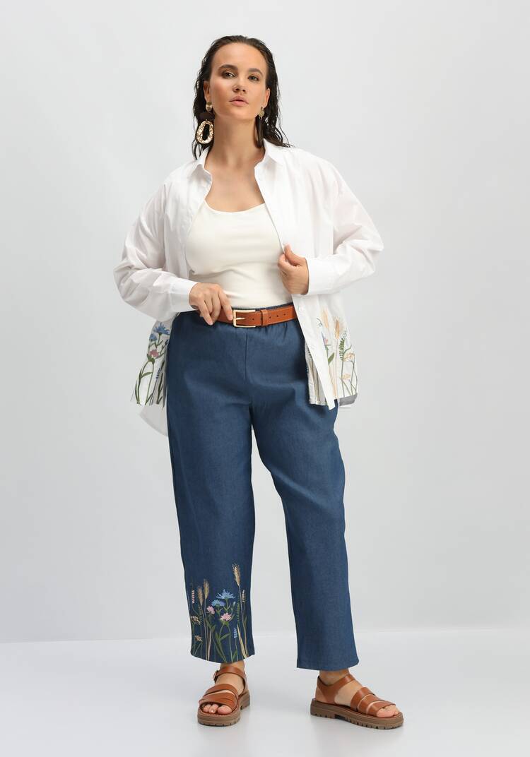 Брюки с вышивкой по низу шир.  750, рис. 17