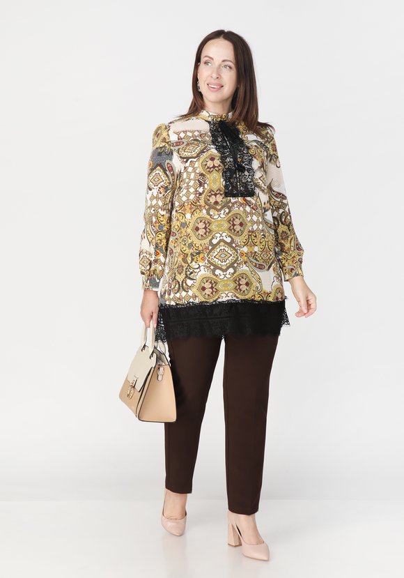 Туника с геометрическим принтом и кружевом шир.  580, рис. 7