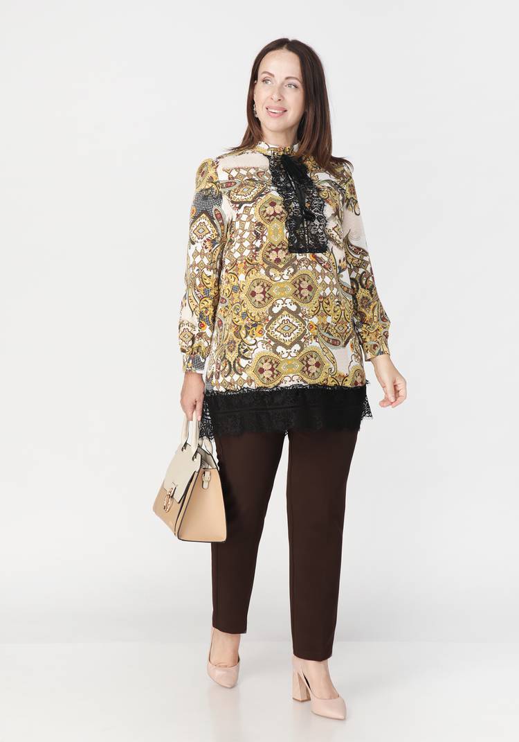 Туника с геометрическим принтом и кружевом шир.  750, рис. 7