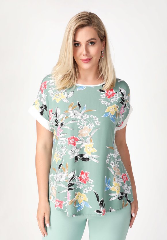 Блуза Цветочный день шир.  580, рис. 1