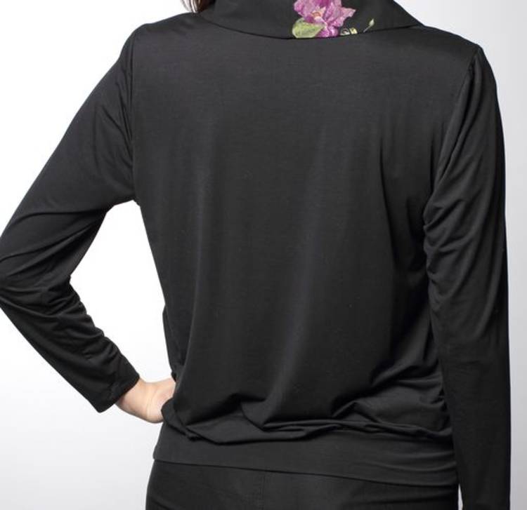 Блуза с воротником хомут и цветочным принтом  шир.  750, рис. 2