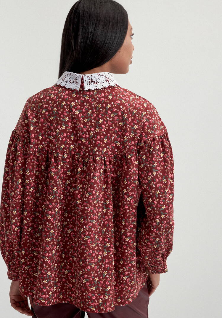 Блуза из микровельвета с ажурным воротником шир.  750, рис. 3