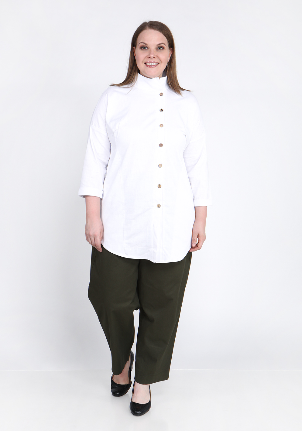 Блуза однотонная с карманами Frida, размер 48, цвет белый - фото 8