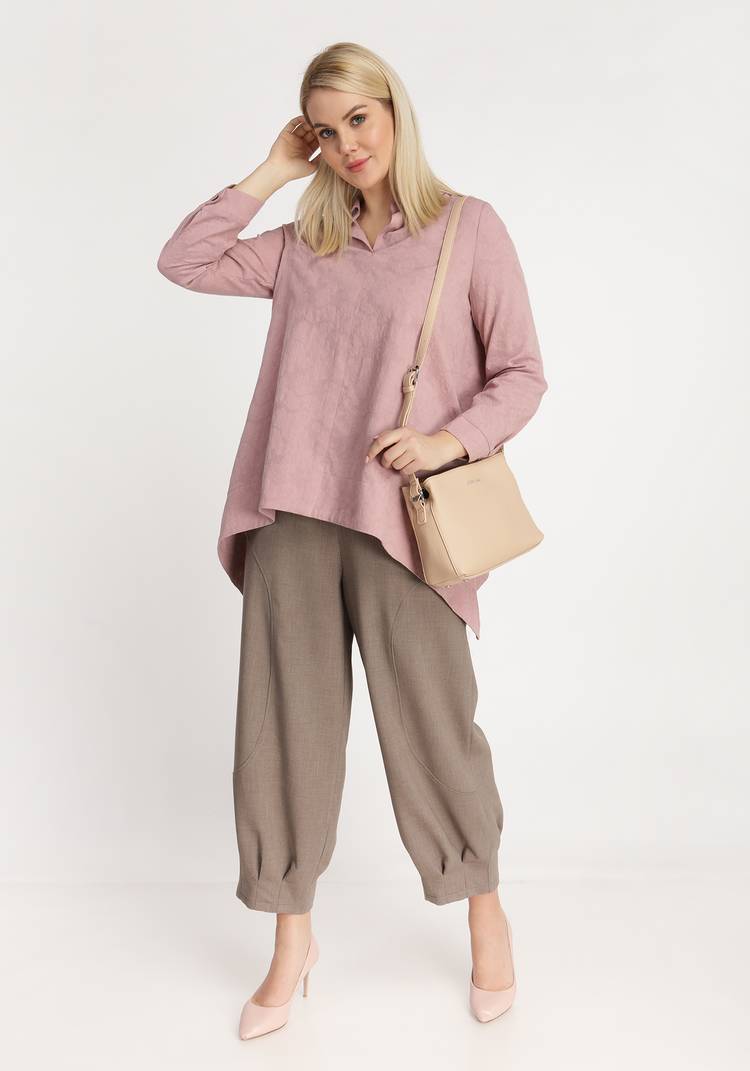 Блуза свободная с длинным рукавом на пуговице шир.  750, рис. 3