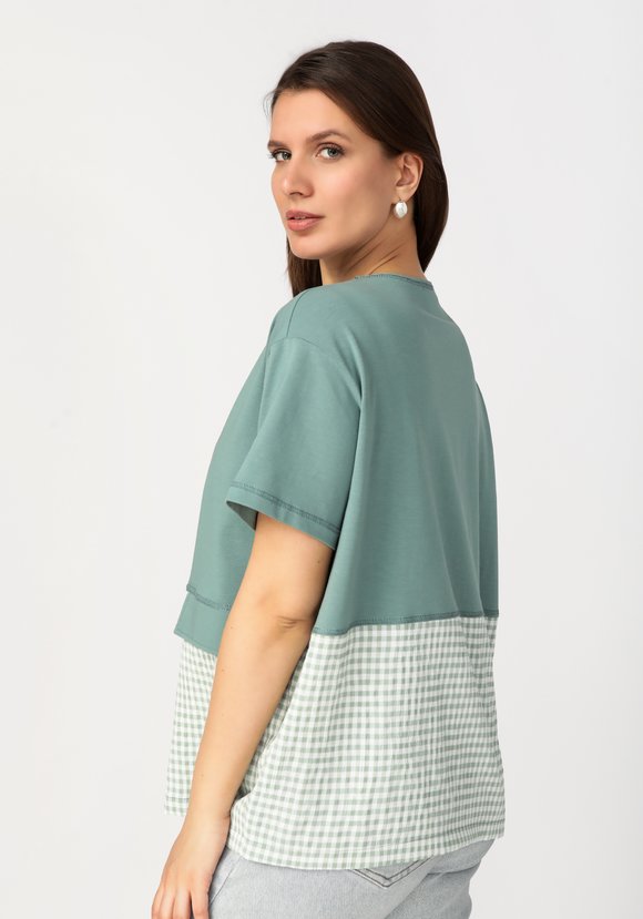 Блуза комбинированная из разных тканей шир.  580, рис. 7