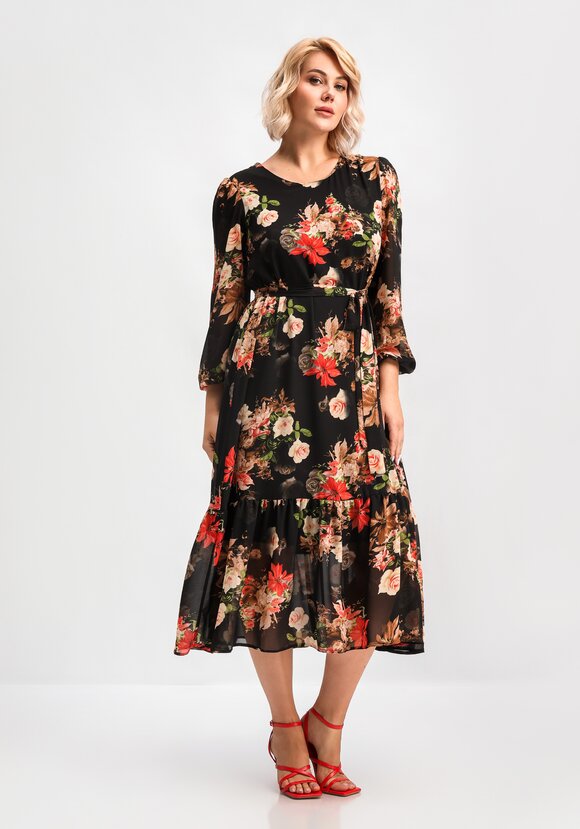 Платье свободного кроя А-силуэта с принтом шир.  580, рис. 1