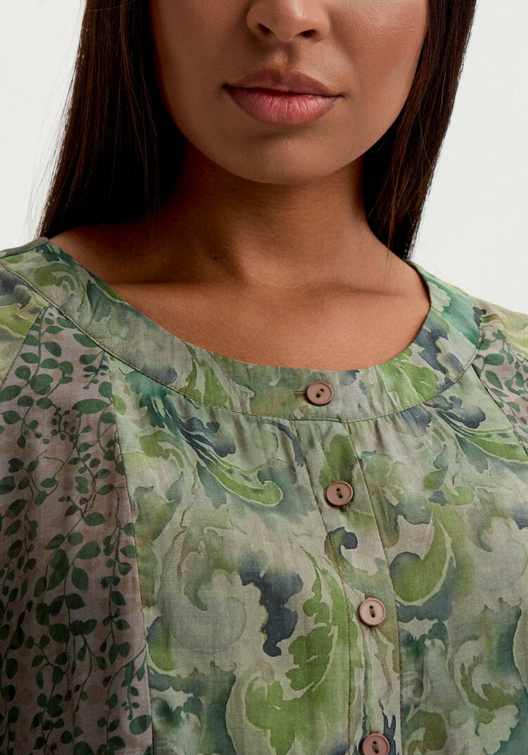 Блуза  с комбинированным принтом шир.  750, рис. 5