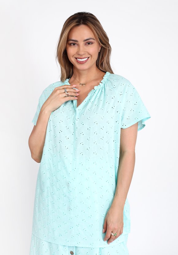 Блуза из шитья с коротким рукавом шир.  580, рис. 9