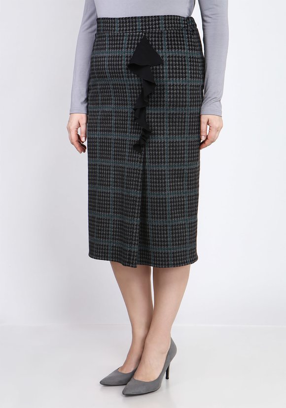 Юбка в клетку с вертикальным воланом шир.  580, рис. 1