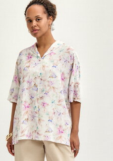 Блуза со спущенным плечом и с воротом шаль