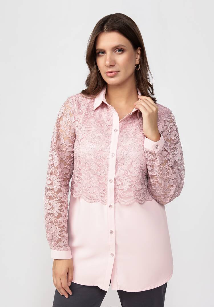 Блуза с ажурным кружевом прямого силуэта шир.  750, рис. 6