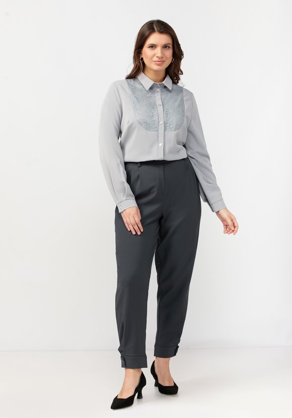 Блуза прямого силуэта с гипюровой вставкой шир.  580, рис. 7