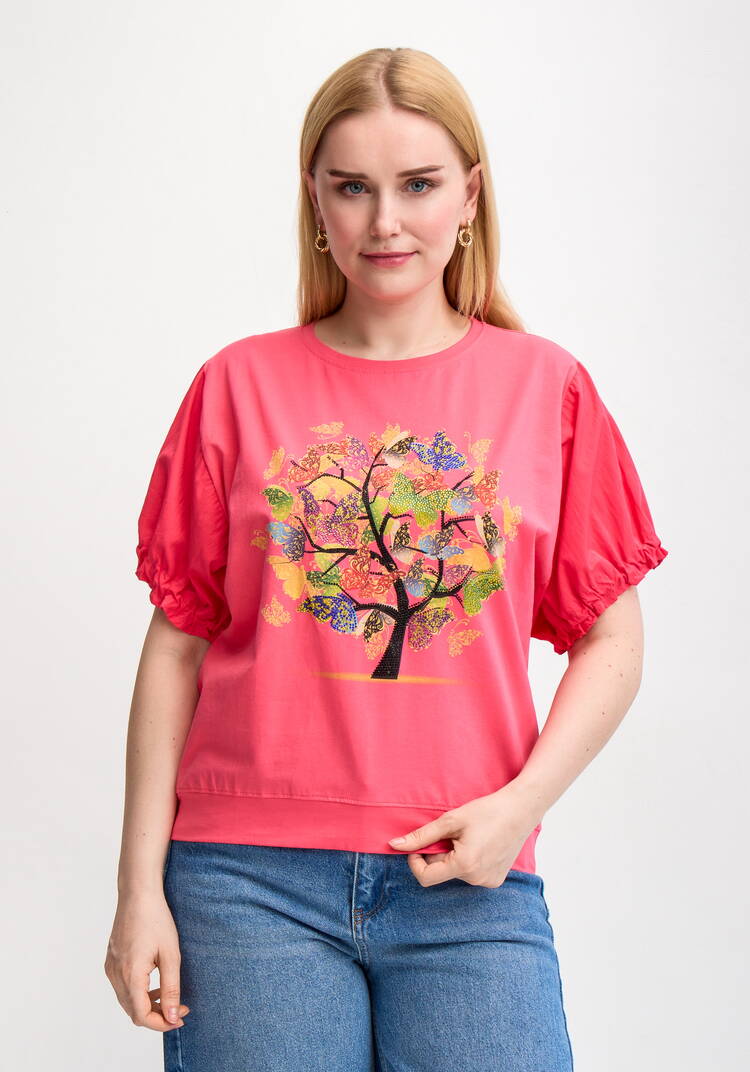 Блуза с ярким принтом и коротким рукавом шир.  750, рис. 10