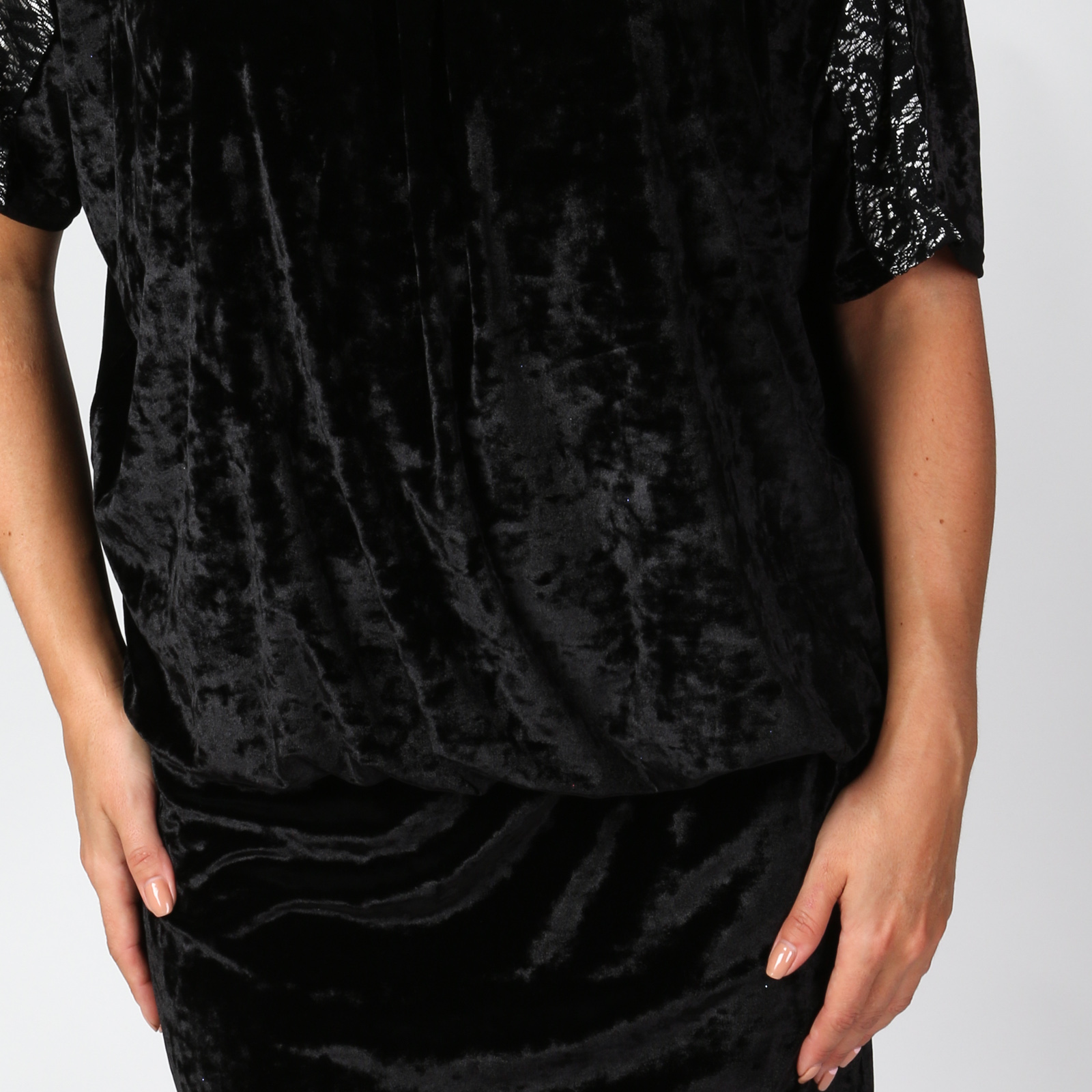 Платье со сборкой на талии и кружевной отделкой Милада, цвет черный, размер 50 - фото 7
