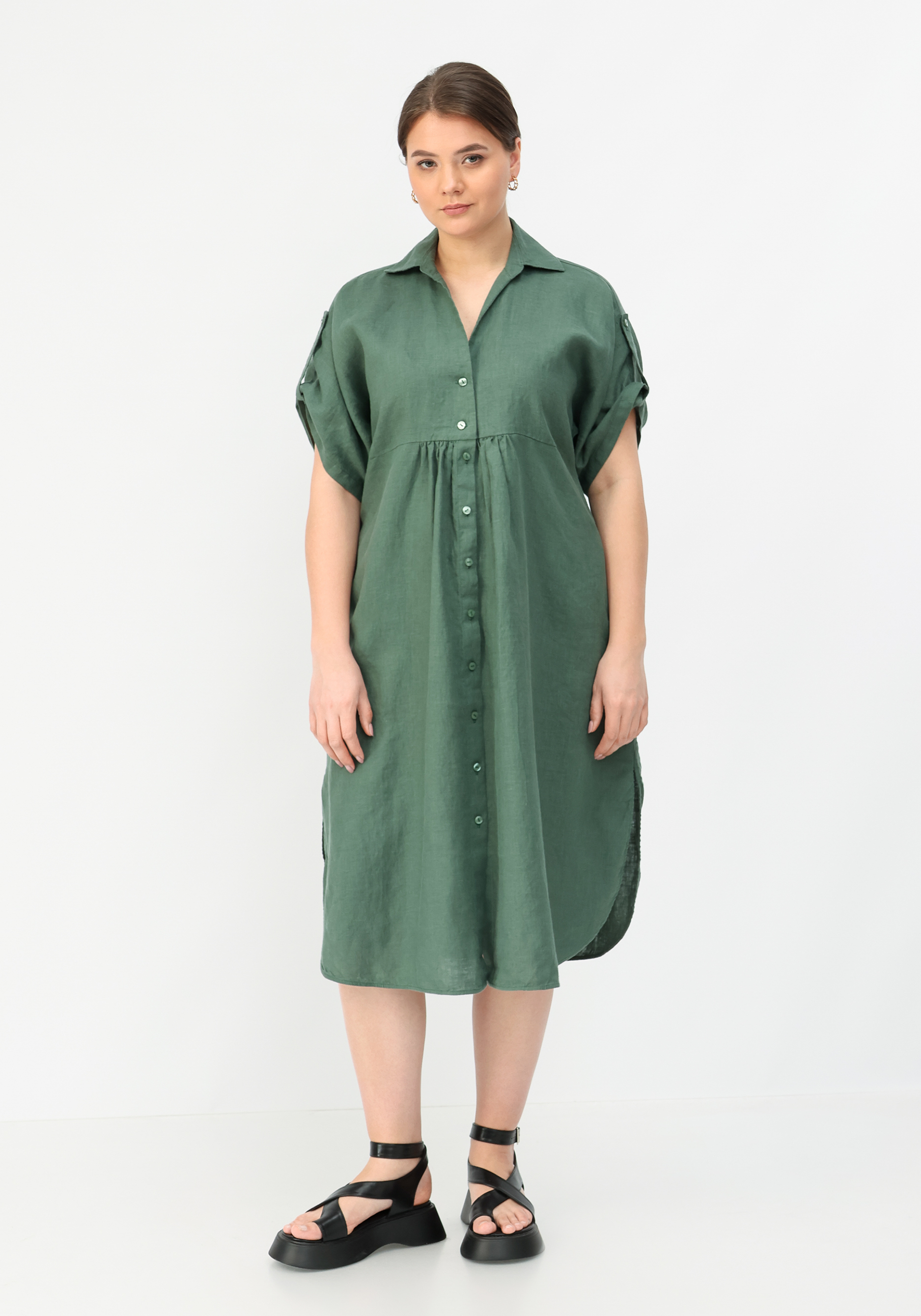 Платье-туника из льна "Оливия" BfC, размер 52, цвет зеленый - фото 5