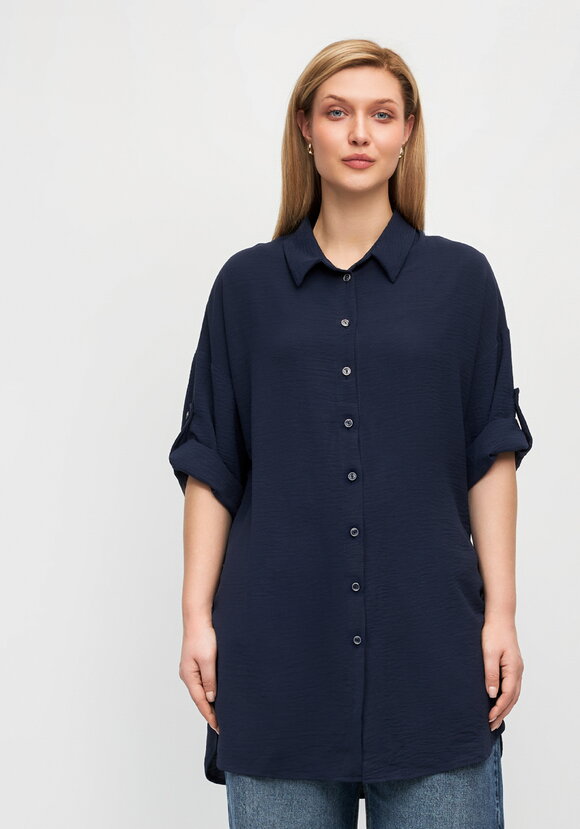 Рубашка удлиненная на пуговицах Лорелия шир.  580, рис. 9