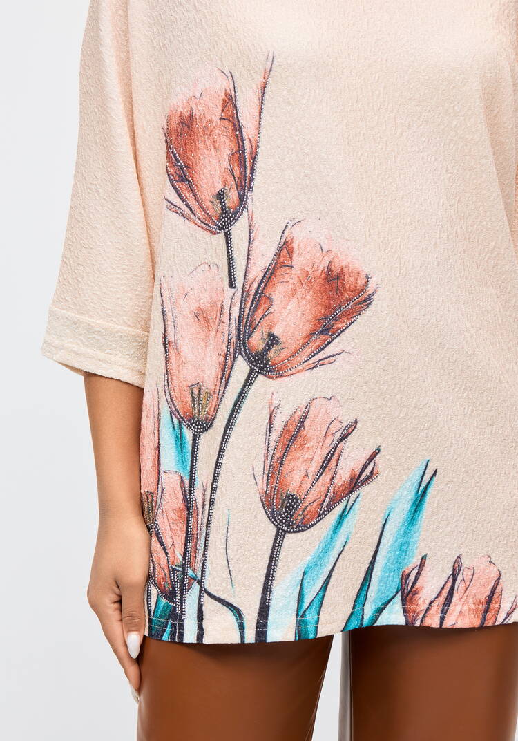 Джемпер с цветочным принтом Нежность шир.  750, рис. 12