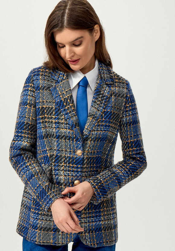 Пиджак из твида в клетку на подкладе шир.  580, рис. 20