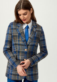 Пиджак из твида в клетку на подкладе