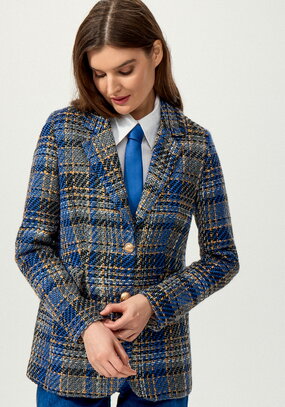 Пиджак из твида в клетку на подкладе
