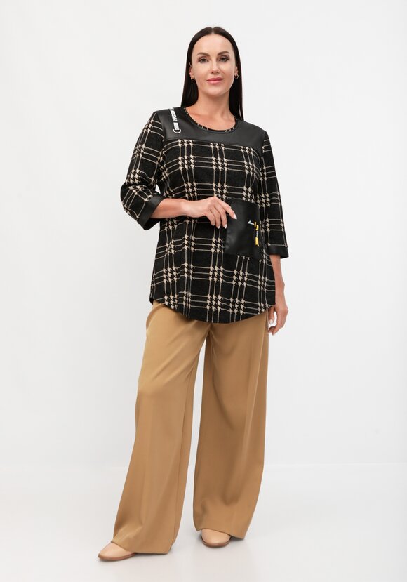 Блуза с кожаными вставками шир.  580, рис. 8