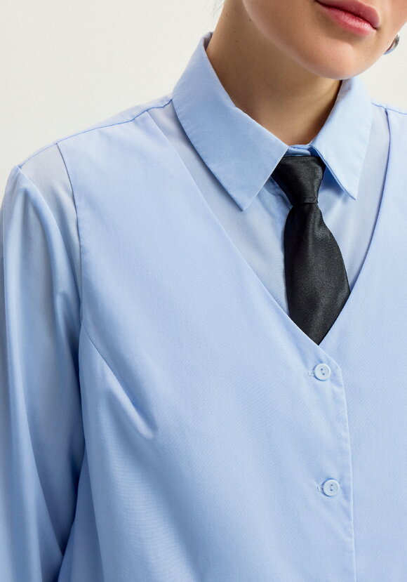 Блуза с имитацией жилетки свободного кроя шир.  580, рис. 5