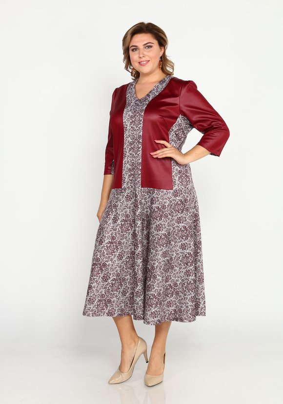 Платье трикотажное с эффектом под кожу шир.  580, рис. 1