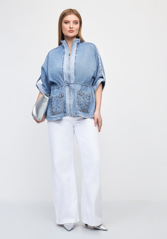 Джинсовая куртка на молнии со шнурками шир.  580, рис. 8