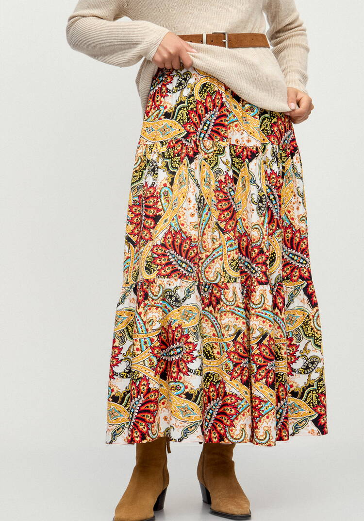 Юбка с воланами и принтом шир.  750, рис. 8