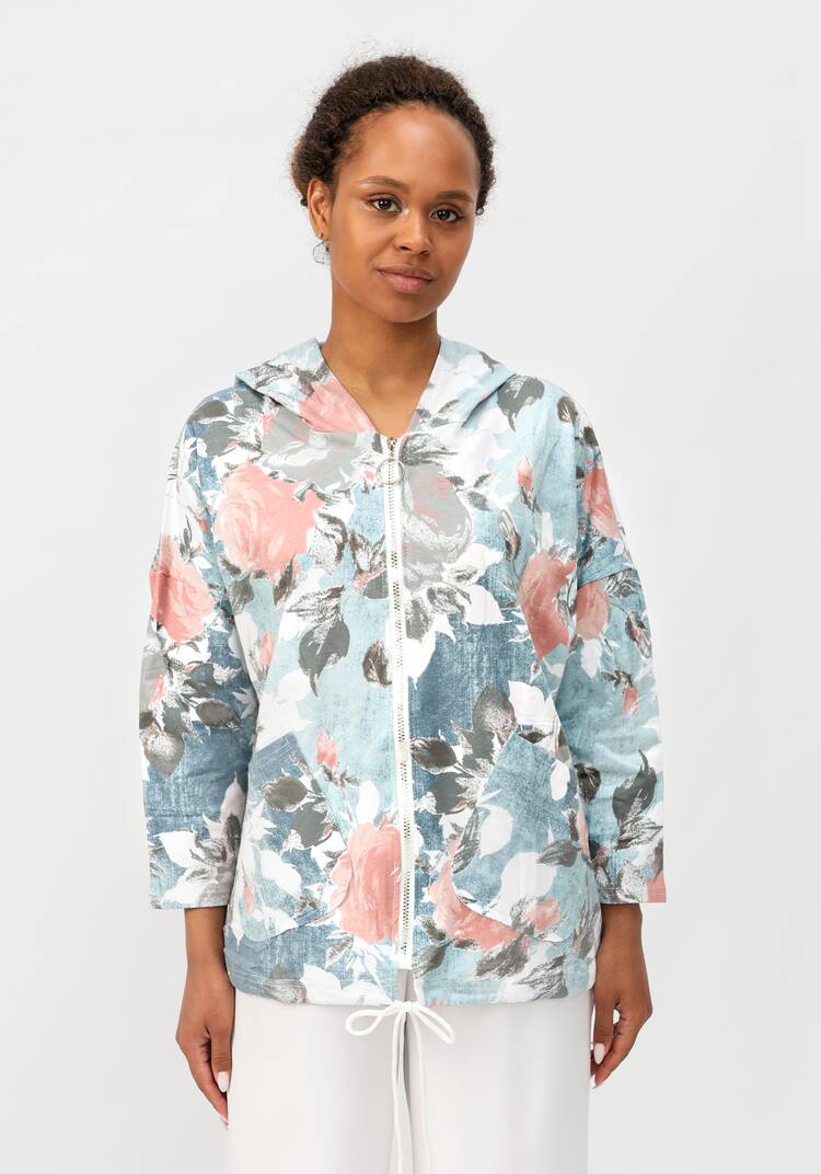 Жакет с цветочным принтом и капюшоном шир.  750, рис. 4