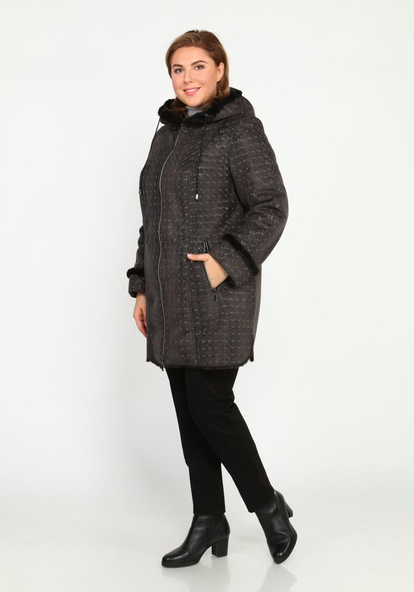 Дубленка с карманами на молнии шир.  580, рис. 4