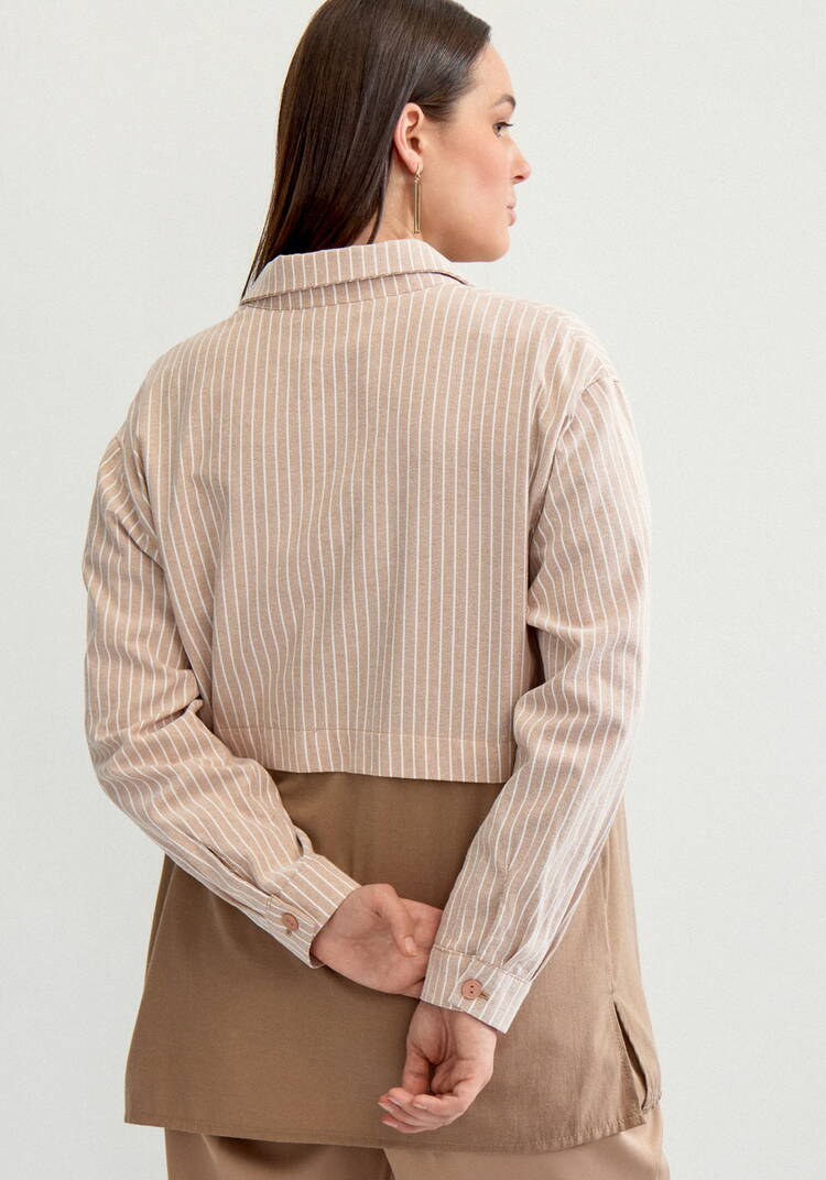 Рубашка с отрезной кокеткой в полоску шир.  750, рис. 3