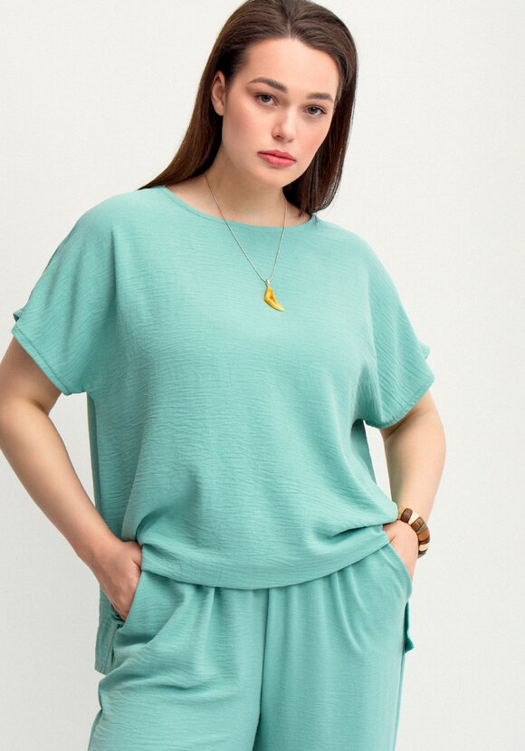 Блуза с круглой горловиной и разрезами шир.  580, рис. 1