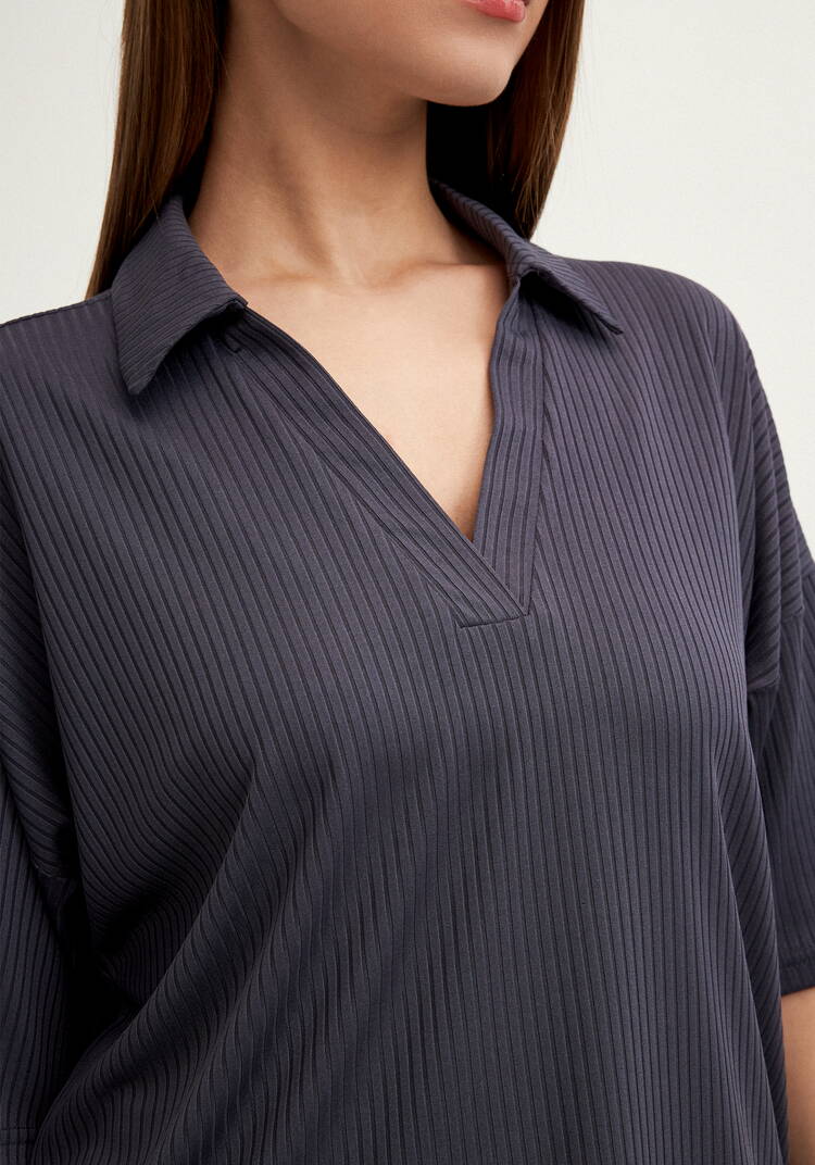 Поло с отложным воротником в рубчик шир.  750, рис. 13